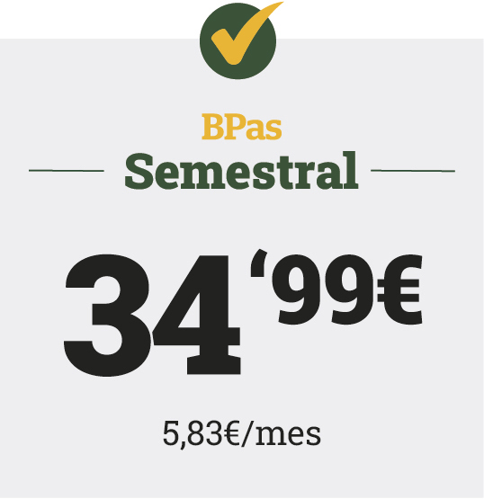 Bpas Semestral 29,99€ (5 €/mes)