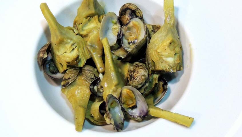 Carxofes amb rossellones al cava