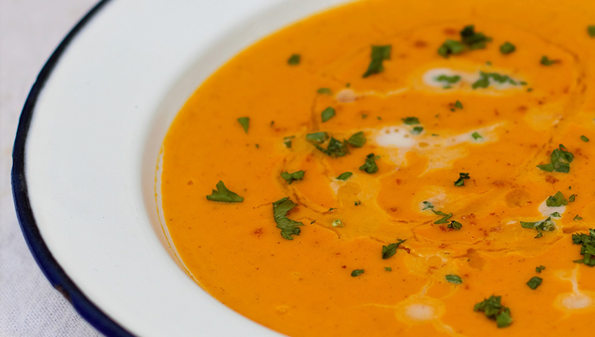 Crema de llenties vermelles i llet de coco