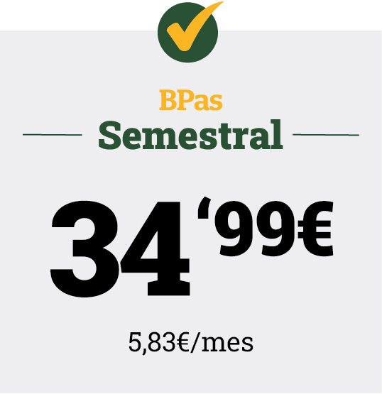 Bpas Semestral 29,99€ (5 €/mes)