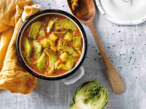 Sopa de carxofa amb curri